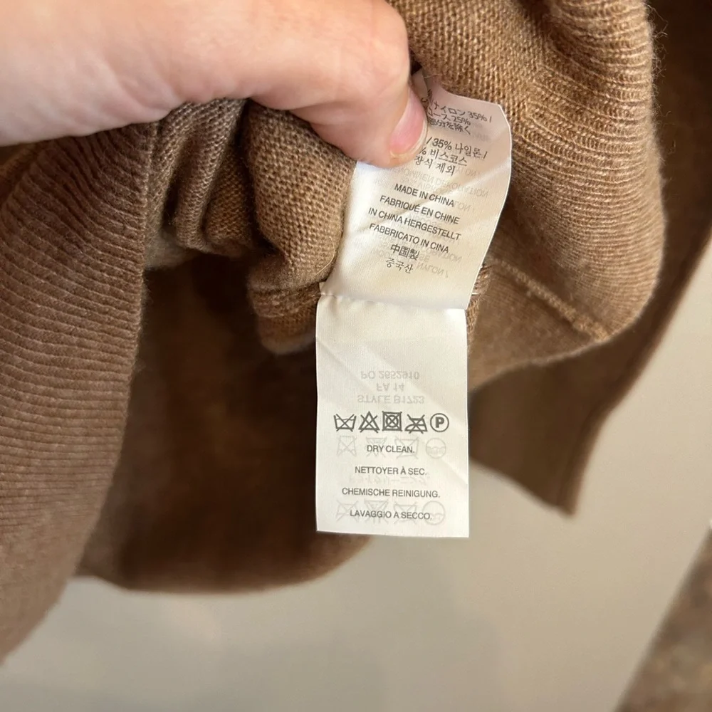 NWOT J. CREW Needle Punch Lace Wool Blend Crewneck Sweater brown cream size XXS